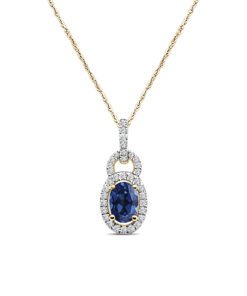 Cable Blue Sapphire & Diamond 18 Inch Necklace