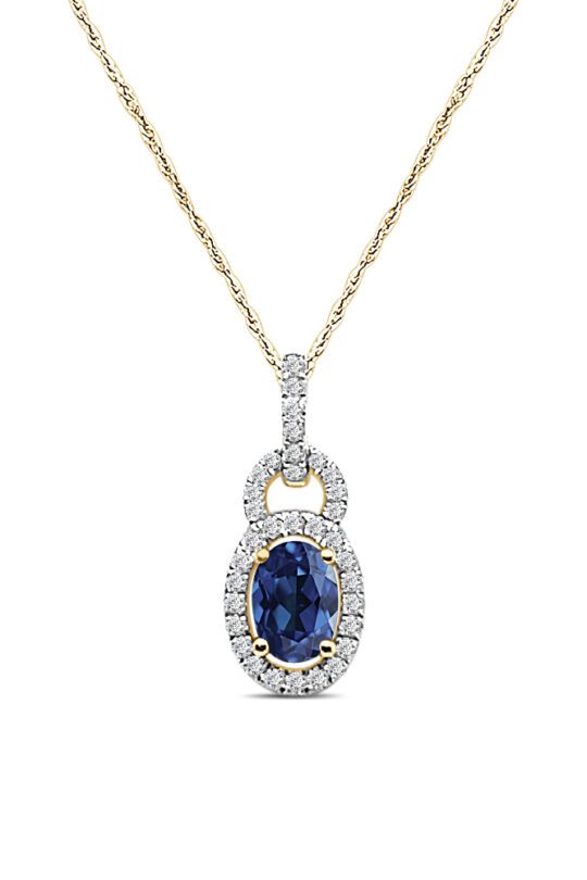 Cable Blue Sapphire & Diamond 18 Inch Necklace