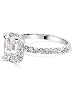 1.55 Carat Emerald Lab Diamond & Lab Diamond Engagement Ring