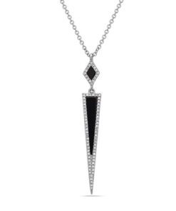 Cable 0.46 Carat Black Agate & Diamond 18 Inch Necklace